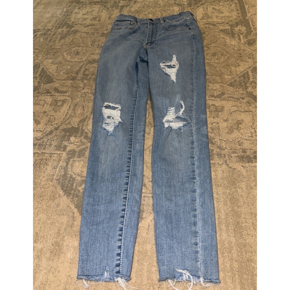 Levi's Jeans Womens Size 27 Mile High Super Skinny Jeans Light Blue Distressed‎
